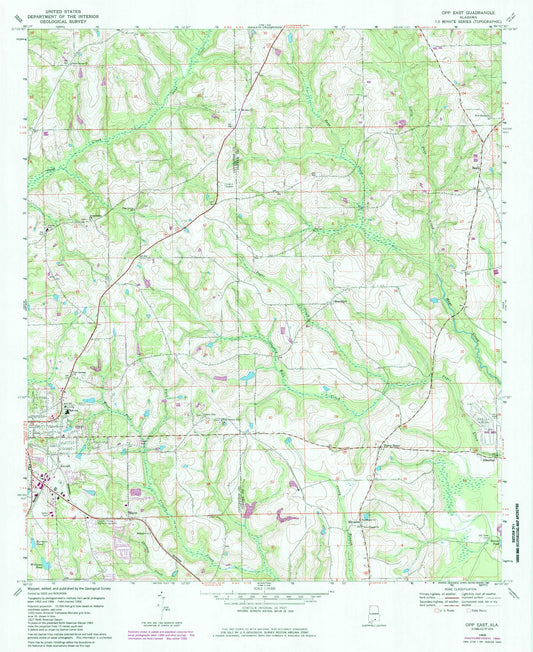Classic USGS Opp East Alabama 7.5'x7.5' Topo Map Image