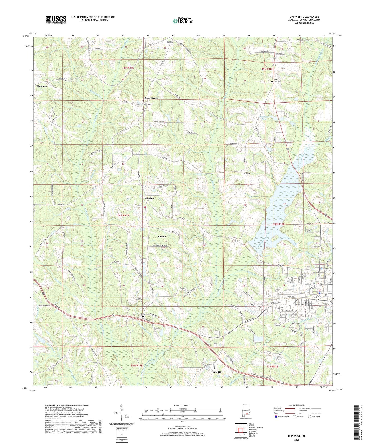 Opp West Alabama US Topo Map Image