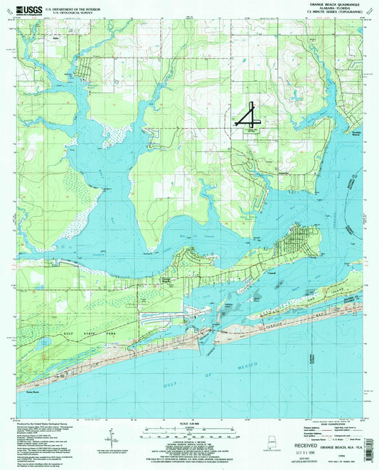 Classic USGS Orange Beach Alabama 7.5'x7.5' Topo Map Image
