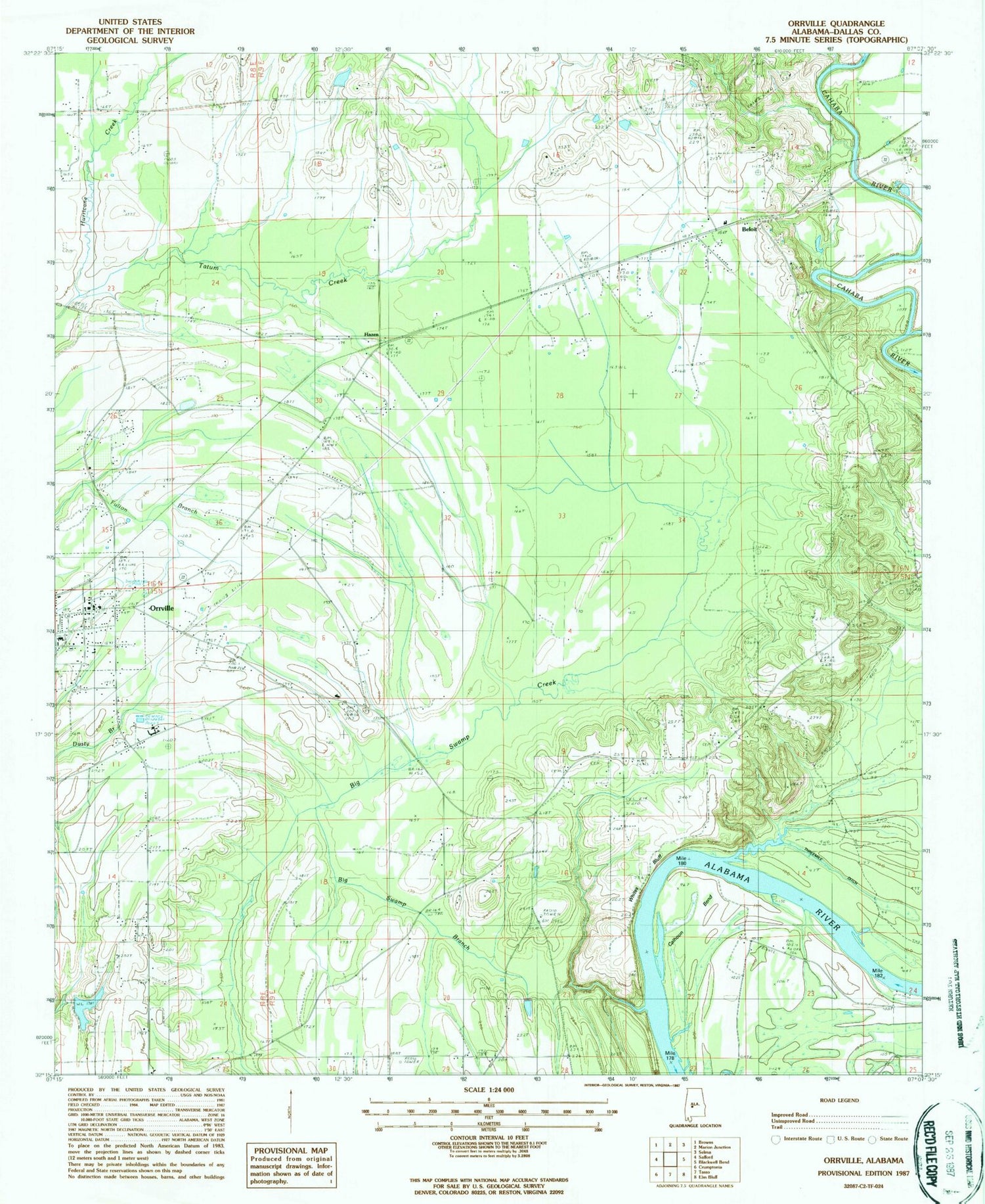 Classic USGS Orrville Alabama 7.5'x7.5' Topo Map Image