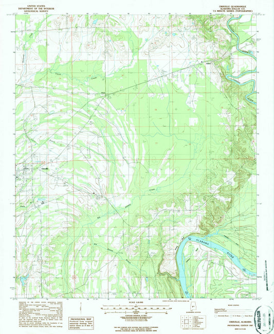 Classic USGS Orrville Alabama 7.5'x7.5' Topo Map Image