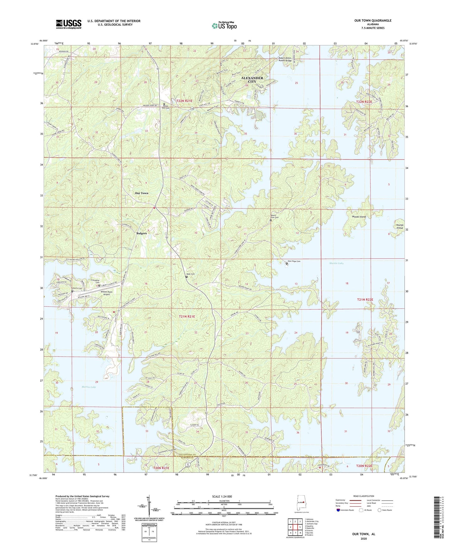 Our Town Alabama US Topo Map Image