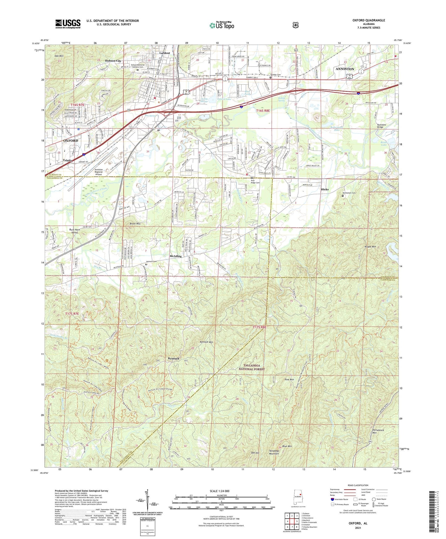 Oxford Alabama US Topo Map Image