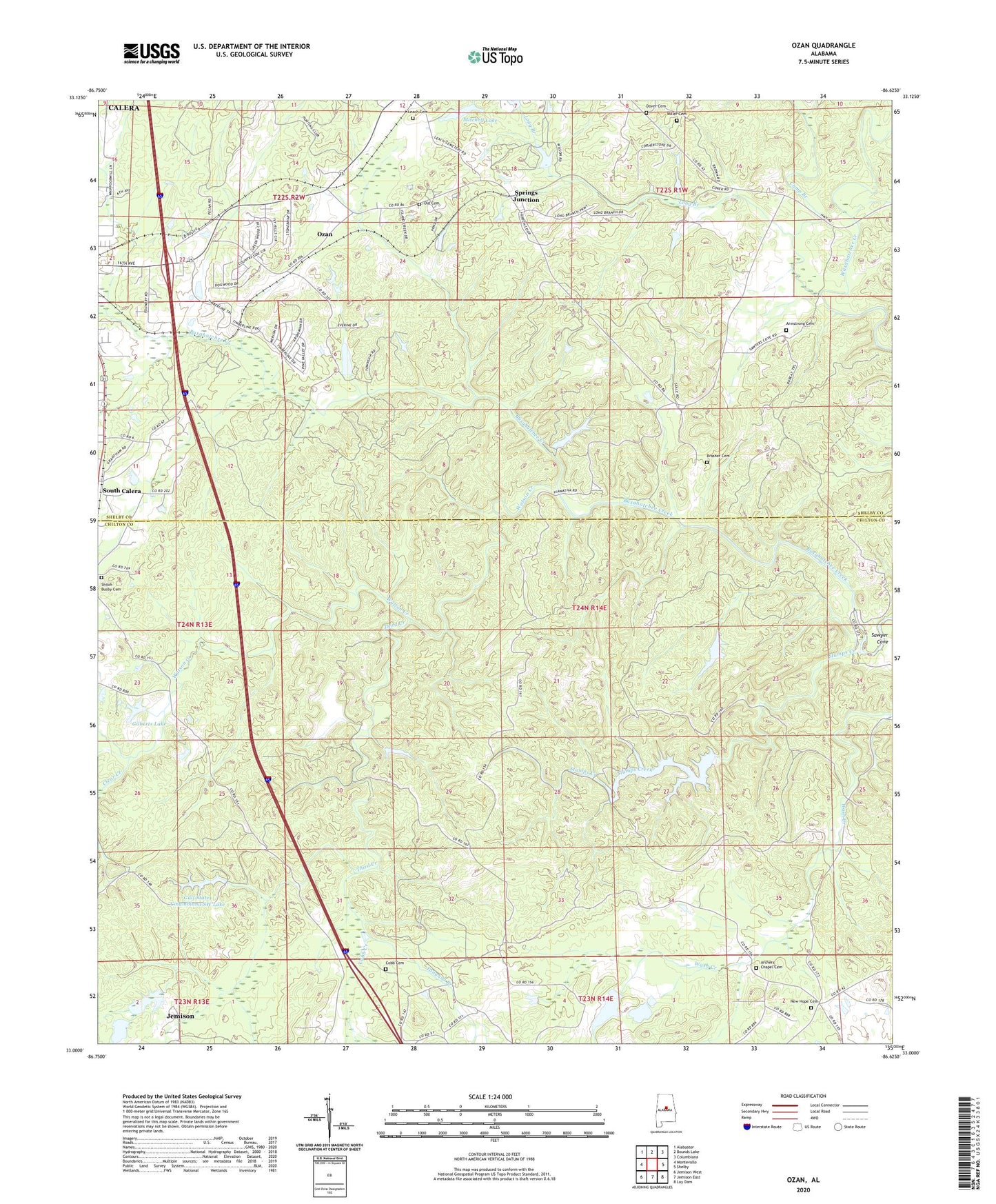 Ozan Alabama US Topo Map Image