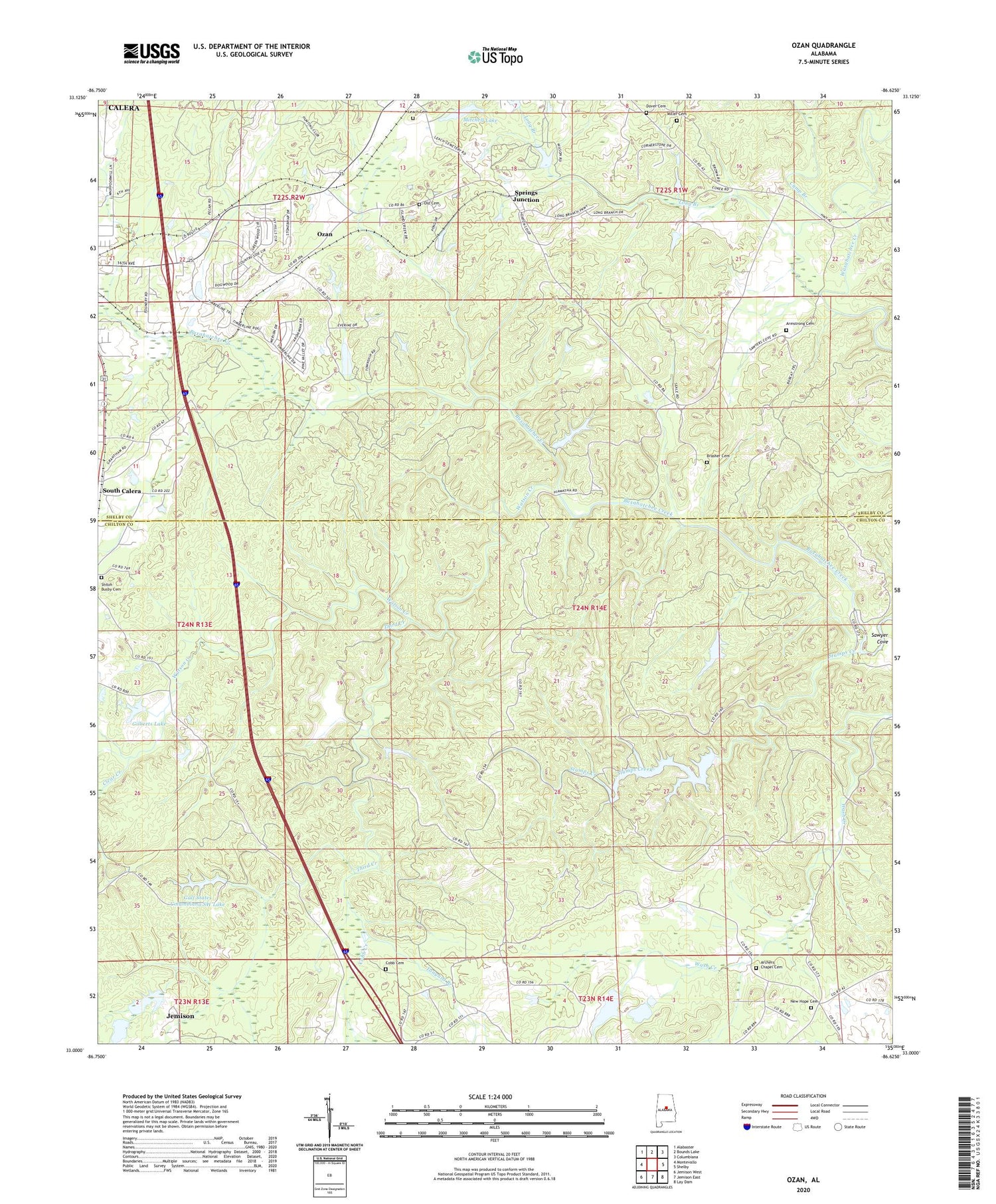 Ozan Alabama US Topo Map Image