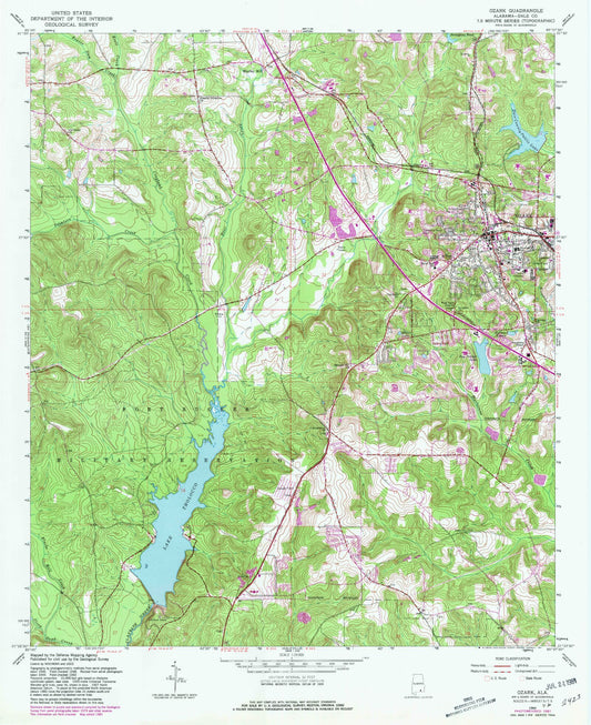 Classic USGS Ozark Alabama 7.5'x7.5' Topo Map Image