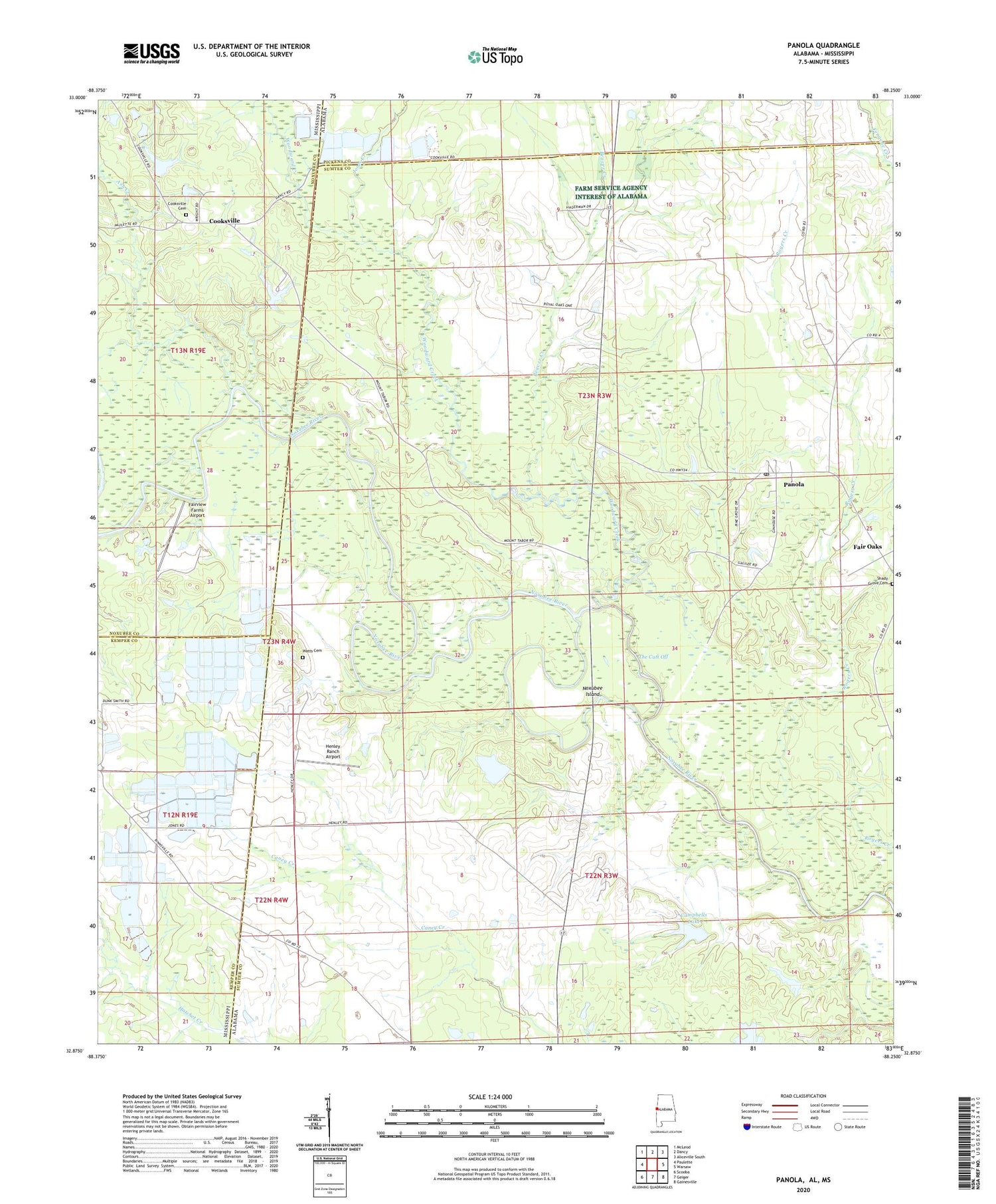 Panola Alabama US Topo Map Image