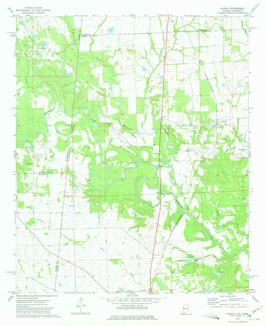 Classic USGS Panola Alabama 7.5'x7.5' Topo Map Image