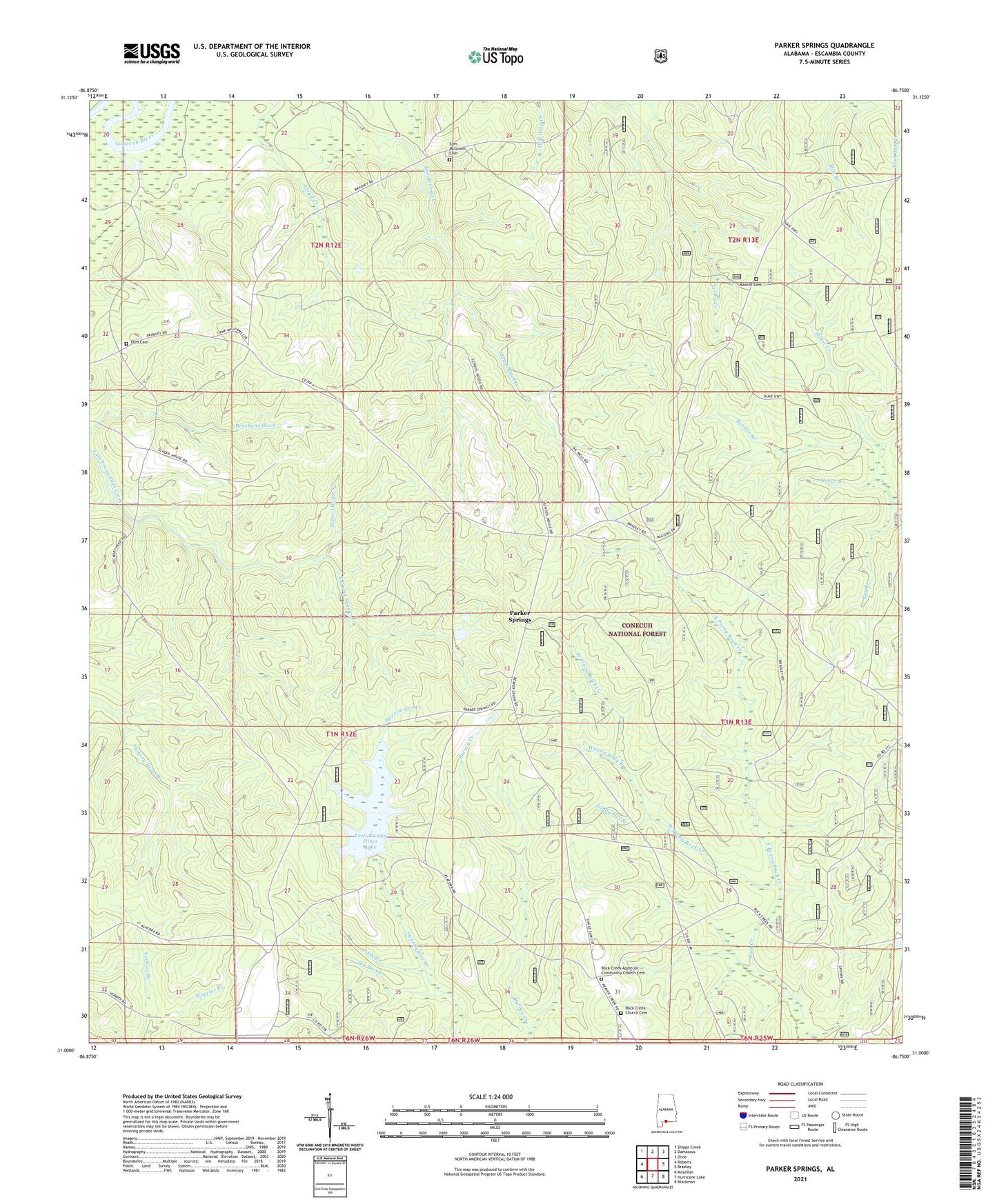 Parker Springs Alabama US Topo Map Image