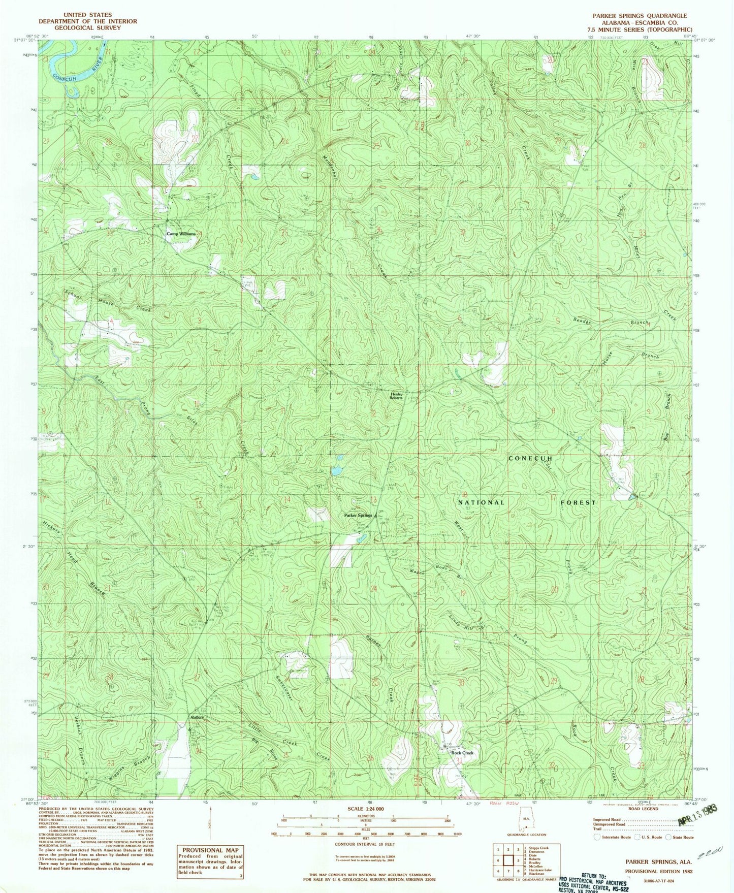 Classic USGS Parker Springs Alabama 7.5'x7.5' Topo Map Image