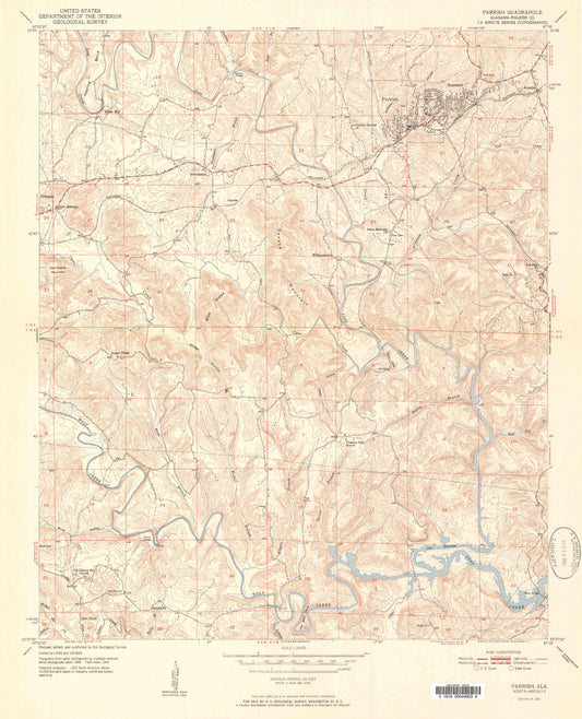 Classic USGS Parrish Alabama 7.5'x7.5' Topo Map Image