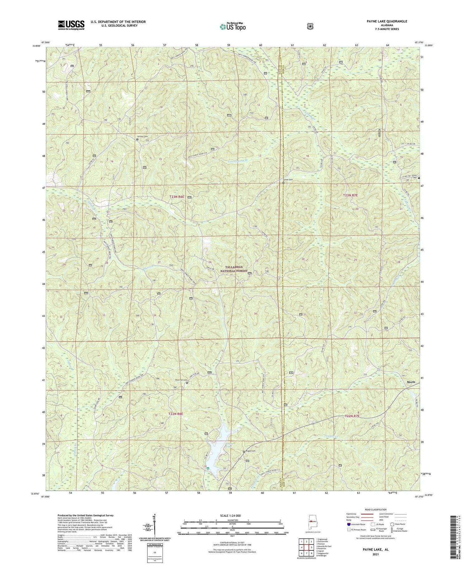 Payne Lake Alabama US Topo Map Image