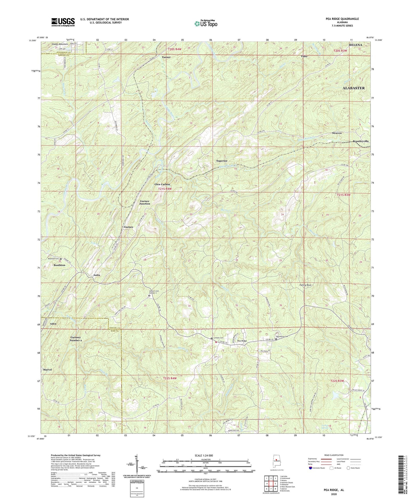 Pea Ridge Alabama US Topo Map Image