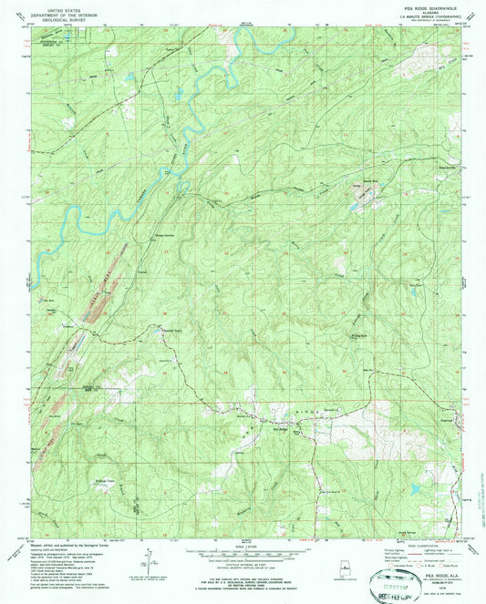 Classic USGS Pea Ridge Alabama 7.5'x7.5' Topo Map Image