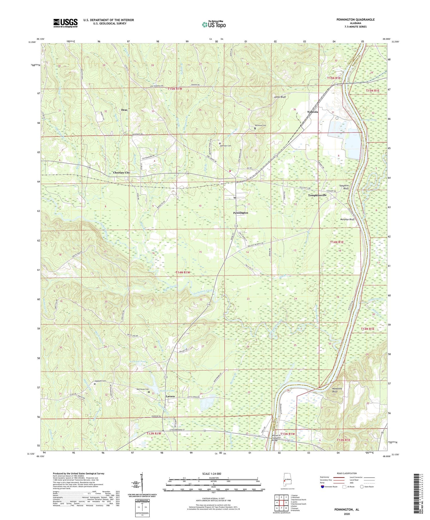 Pennington Alabama US Topo Map Image