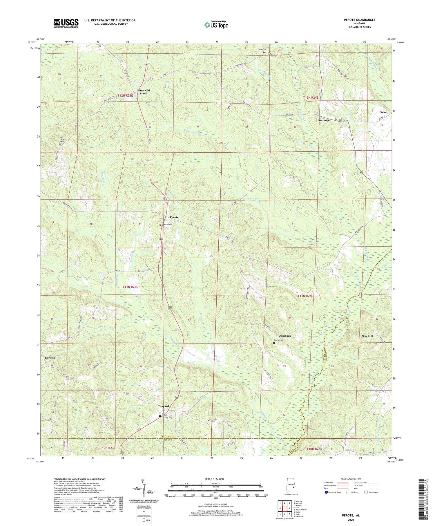 Perote Alabama US Topo Map Image