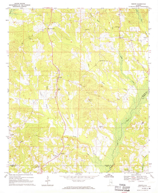 Classic USGS Perote Alabama 7.5'x7.5' Topo Map Image