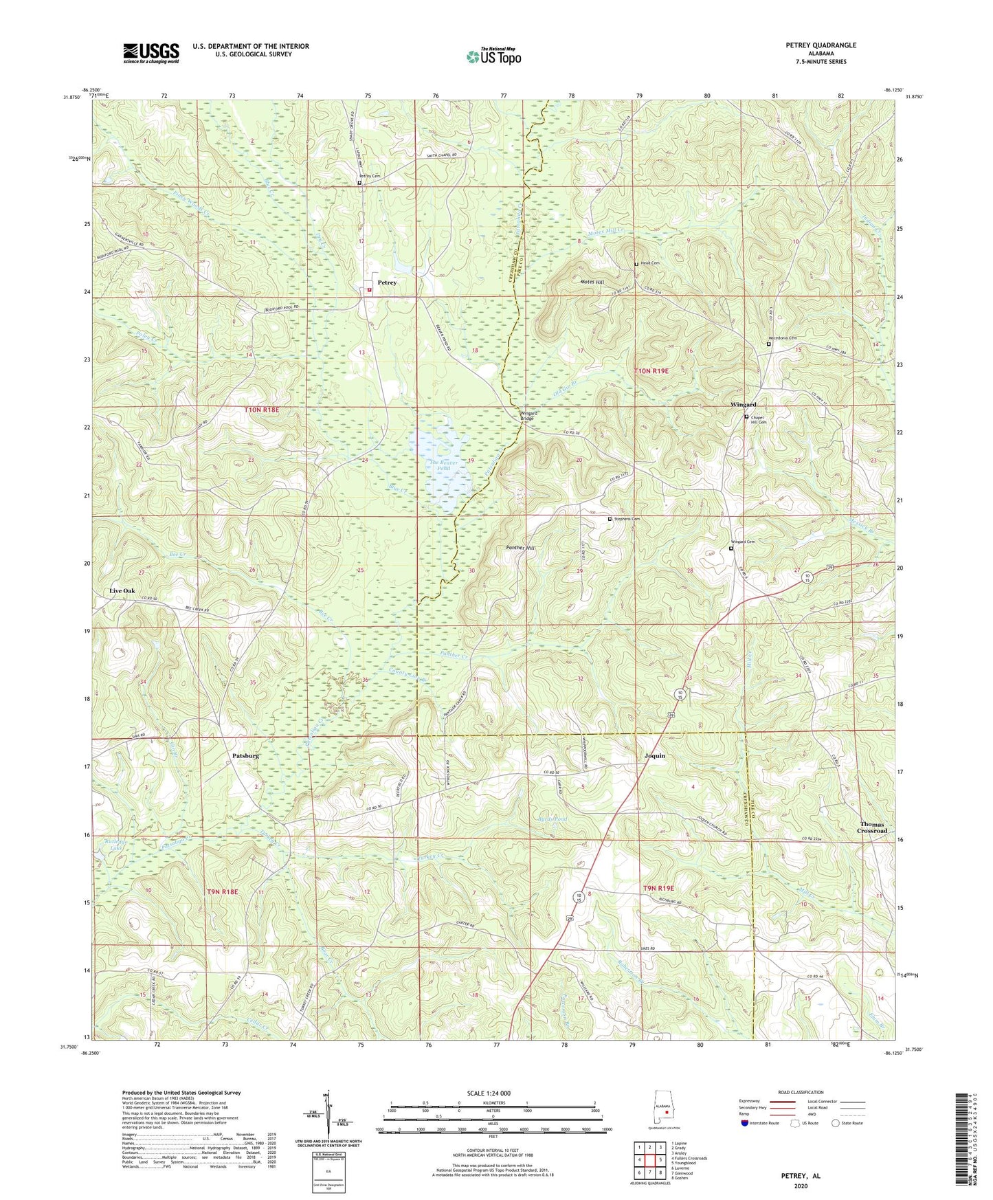 Petrey Alabama US Topo Map Image