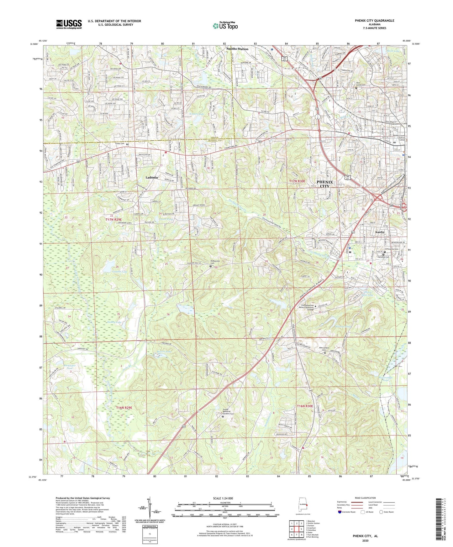 Phenix City Alabama US Topo Map Image