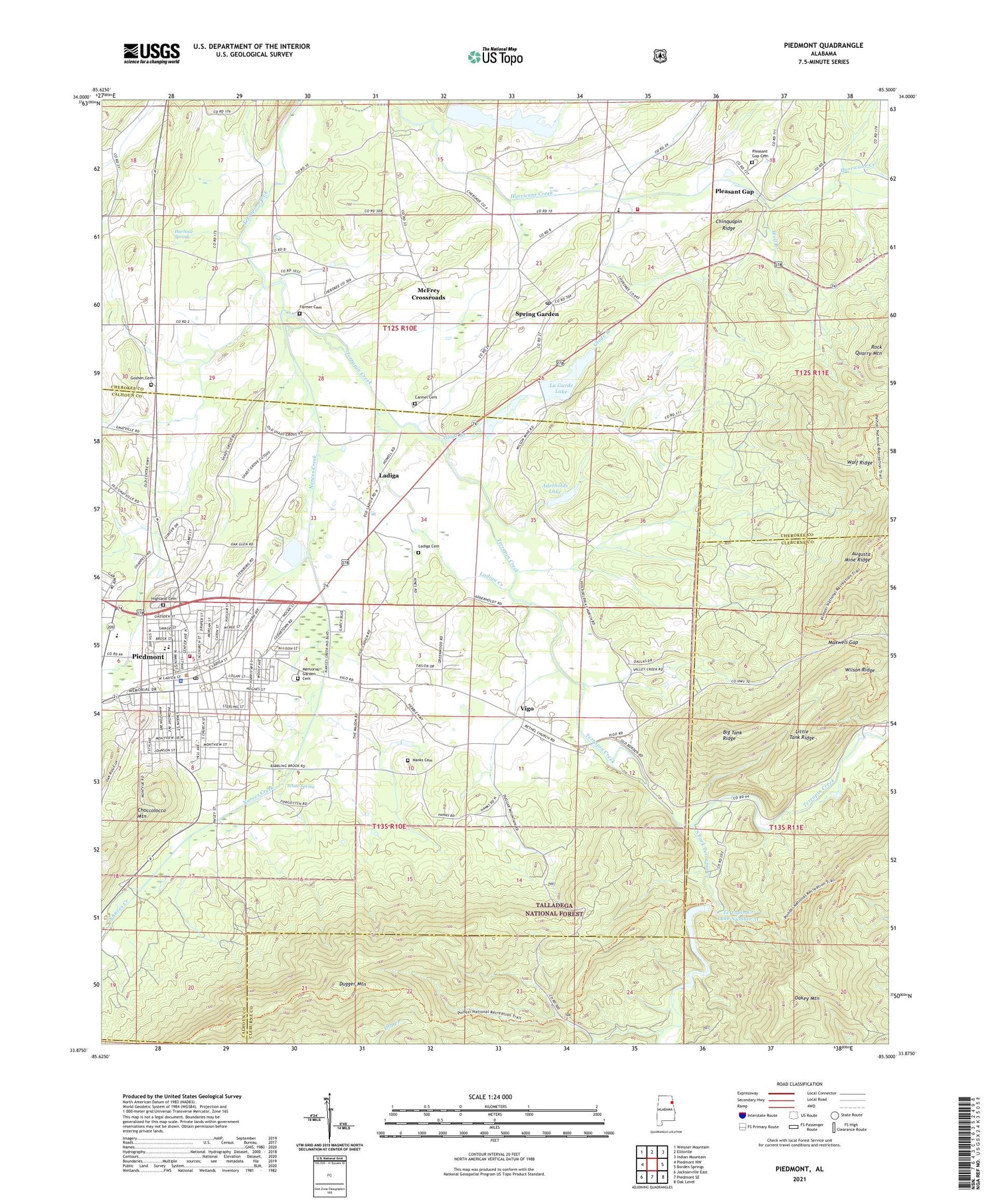 Piedmont Alabama US Topo Map Image