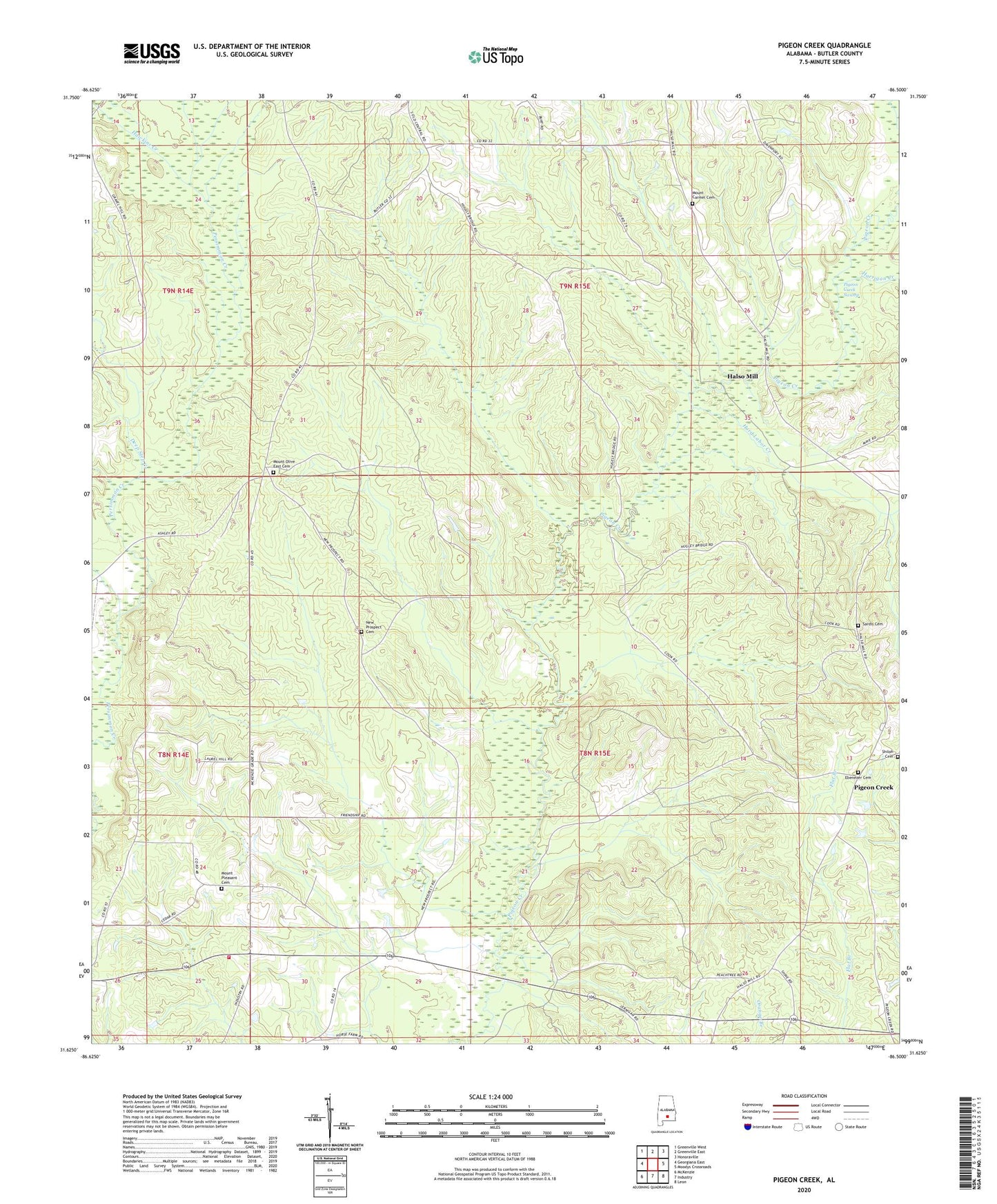 Pigeon Creek Alabama US Topo Map Image