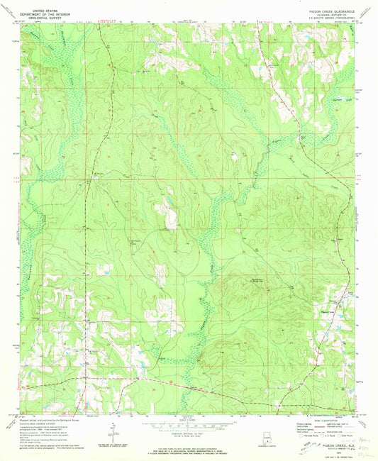 Classic USGS Pigeon Creek Alabama 7.5'x7.5' Topo Map Image