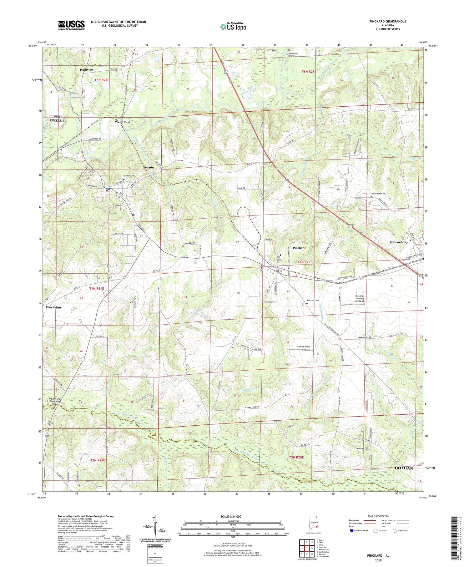 Pinckard Alabama US Topo Map Image