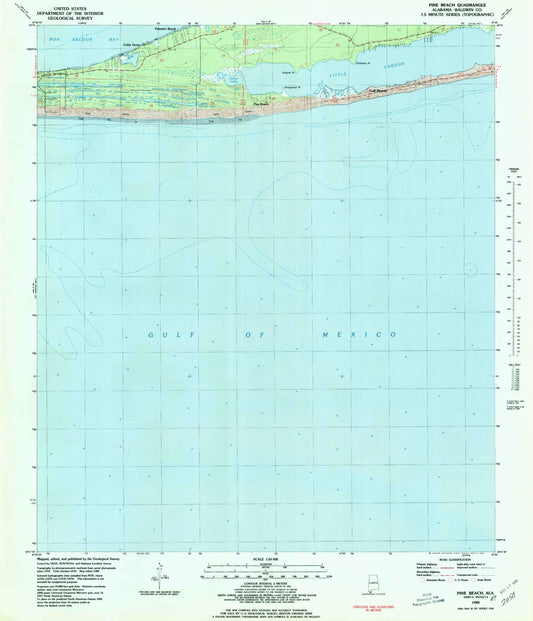 Classic USGS Pine Beach Alabama 7.5'x7.5' Topo Map Image