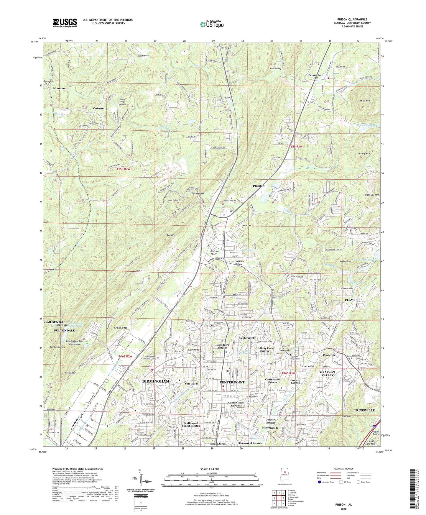 Pinson Alabama US Topo Map Image