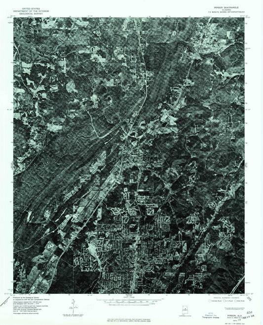 Classic USGS Pinson Alabama 7.5'x7.5' Topo Map Image