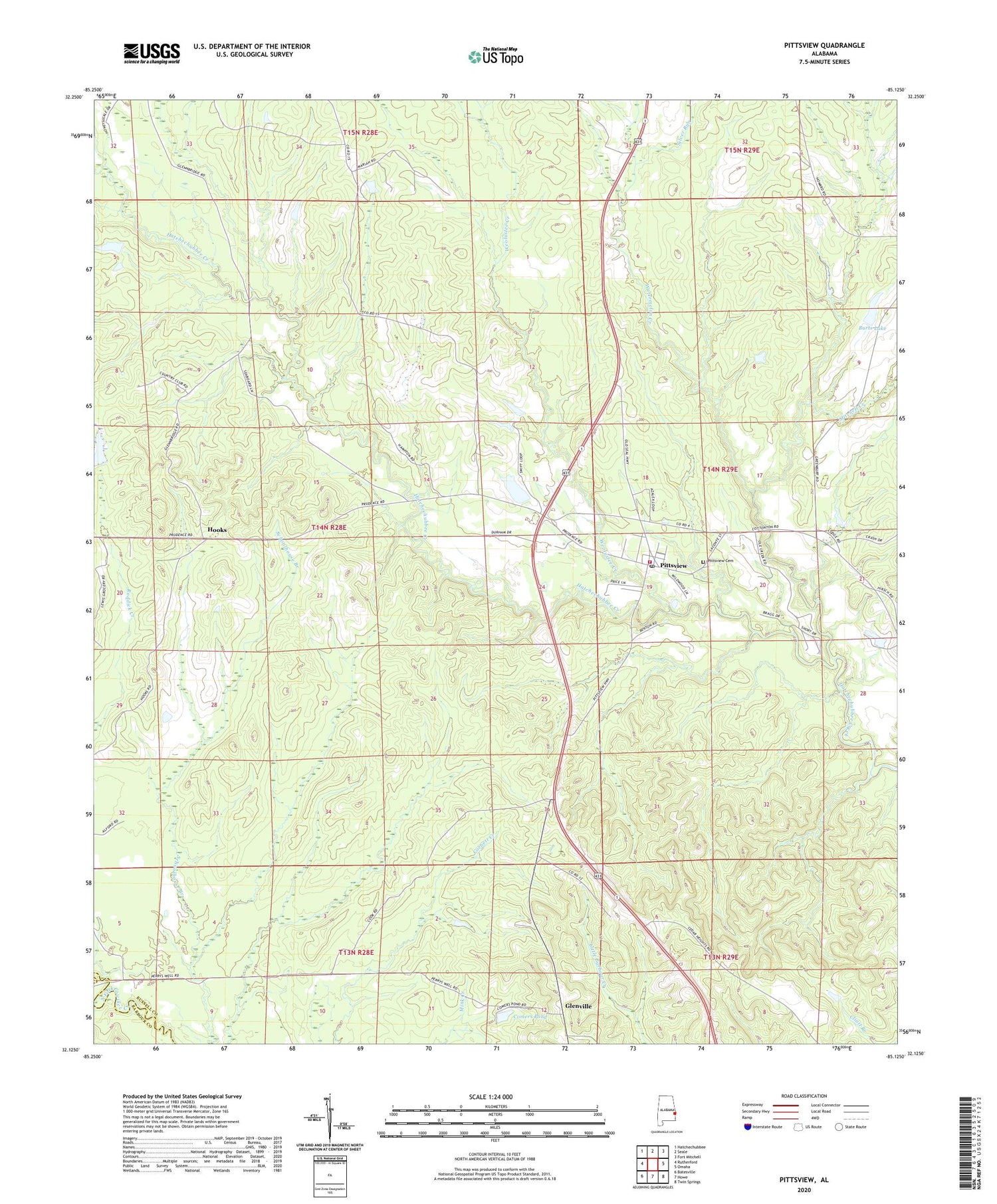 Pittsview Alabama US Topo Map Image