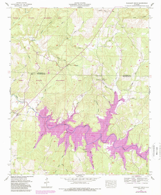 Classic USGS Pleasant Grove Alabama 7.5'x7.5' Topo Map Image