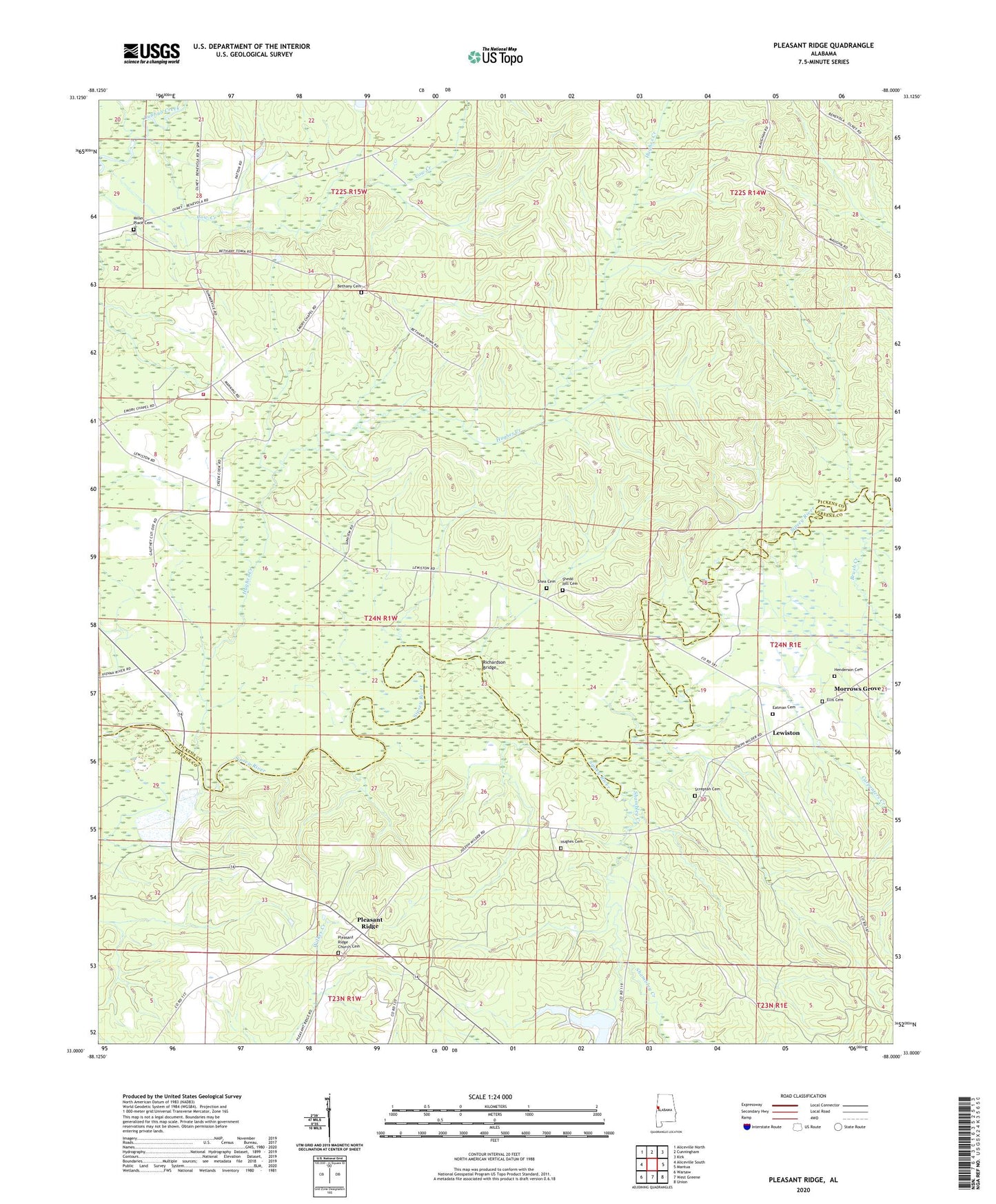 Pleasant Ridge Alabama US Topo Map Image