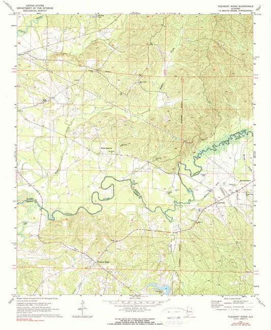 Classic USGS Pleasant Ridge Alabama 7.5'x7.5' Topo Map Image