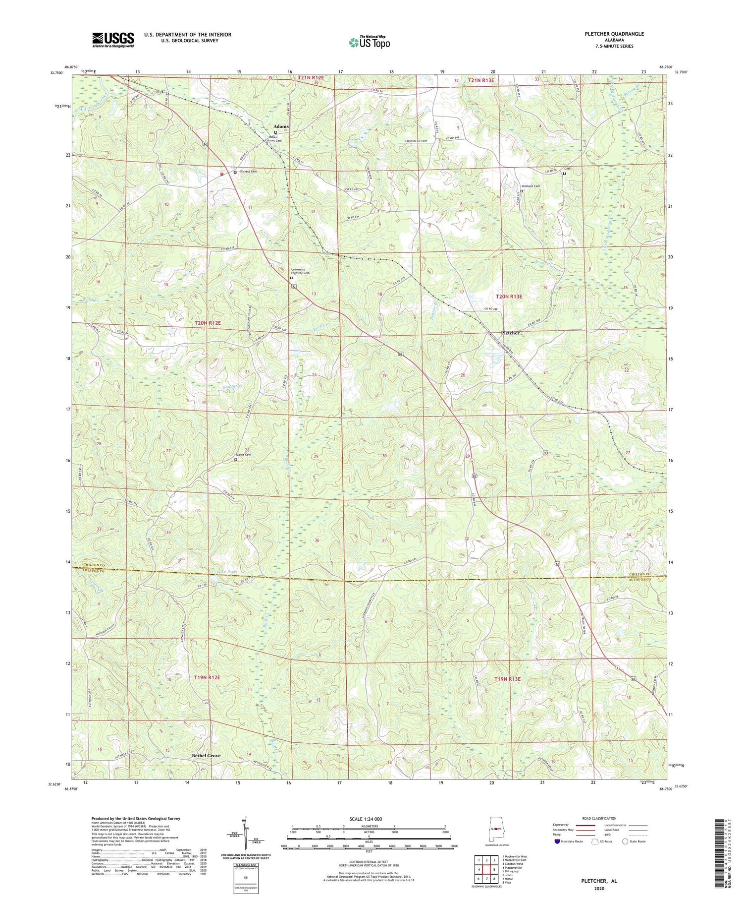 Pletcher Alabama US Topo Map Image