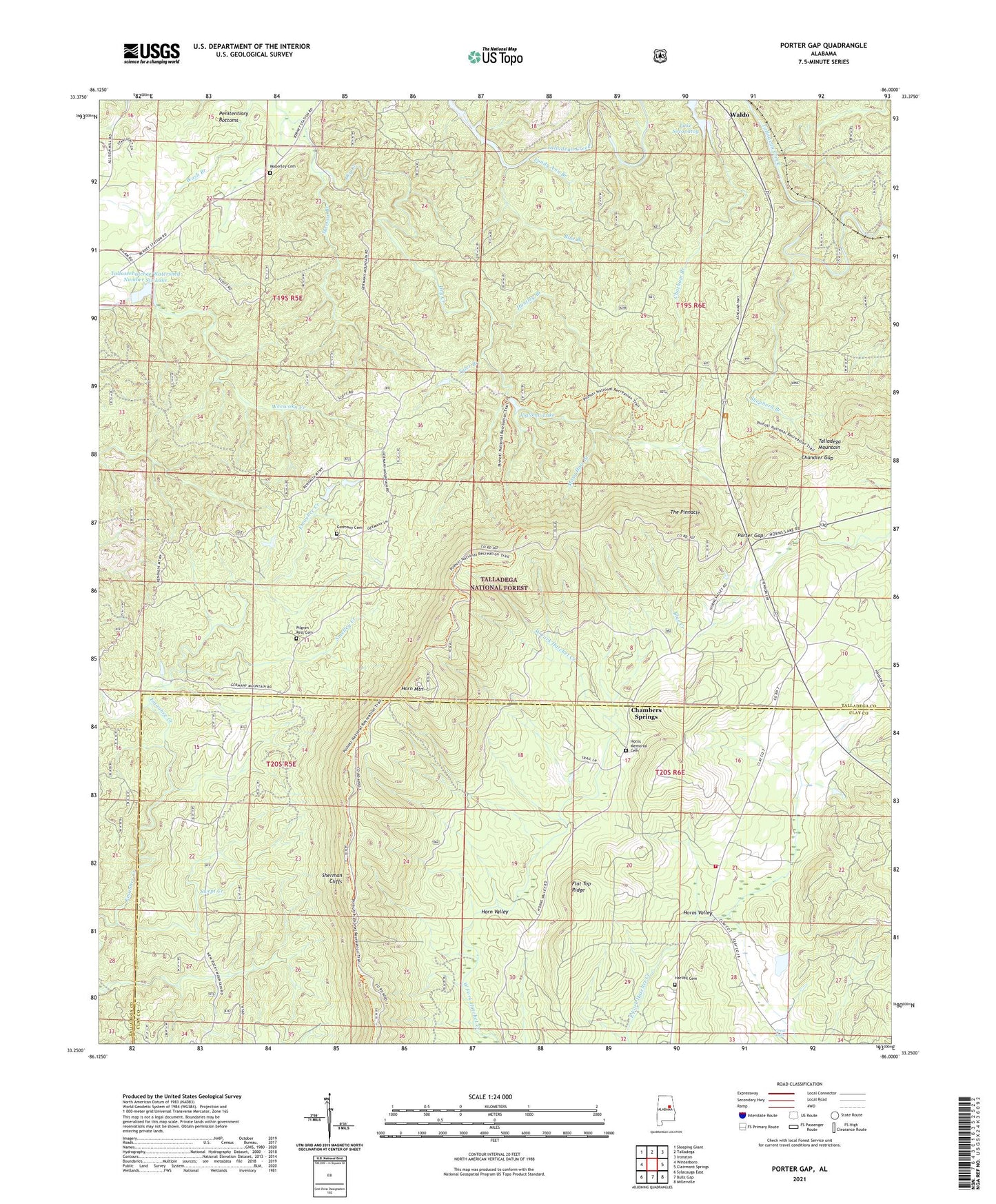 Porter Gap Alabama US Topo Map Image