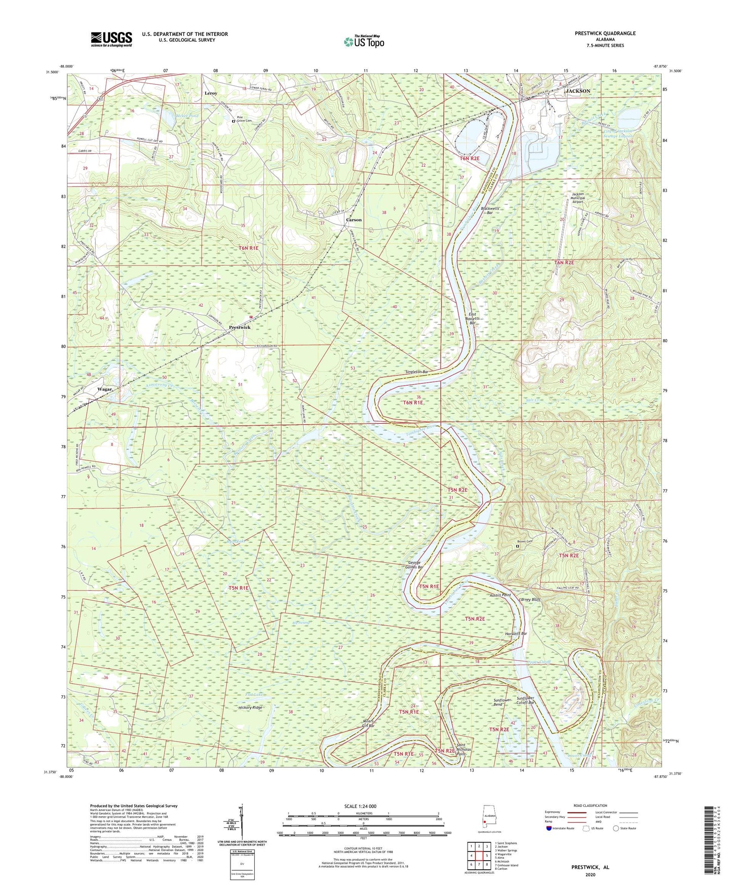 Prestwick Alabama US Topo Map Image
