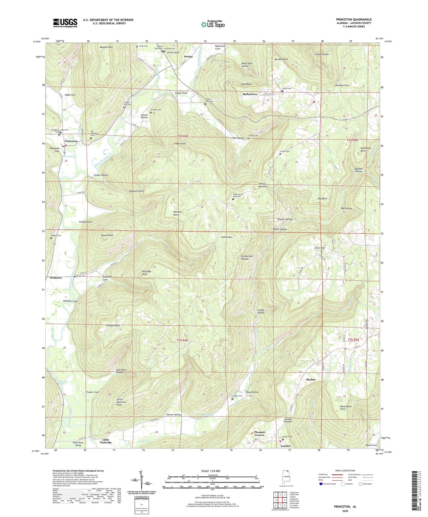 Princeton Alabama US Topo Map Image