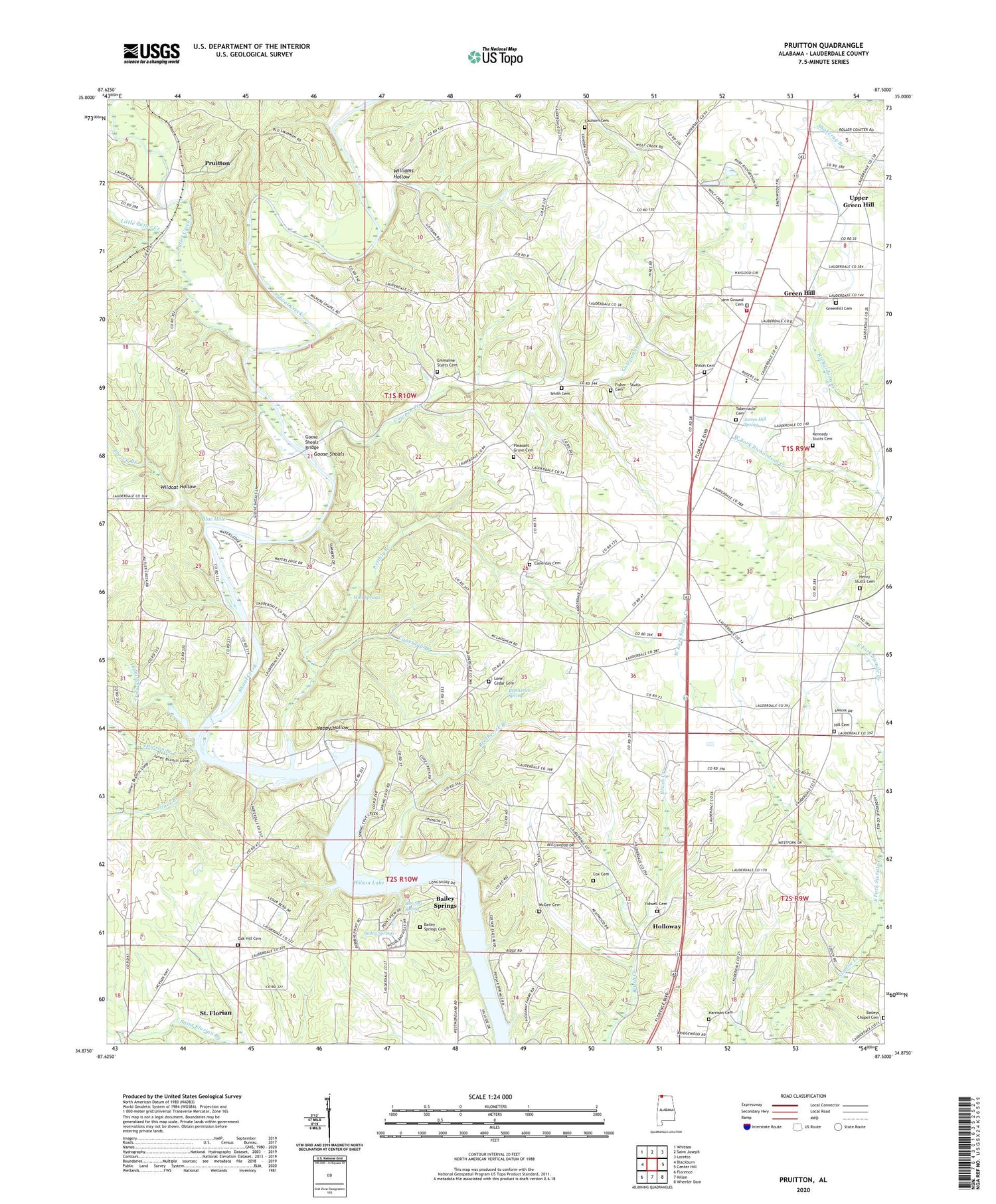 Pruitton Alabama US Topo Map Image