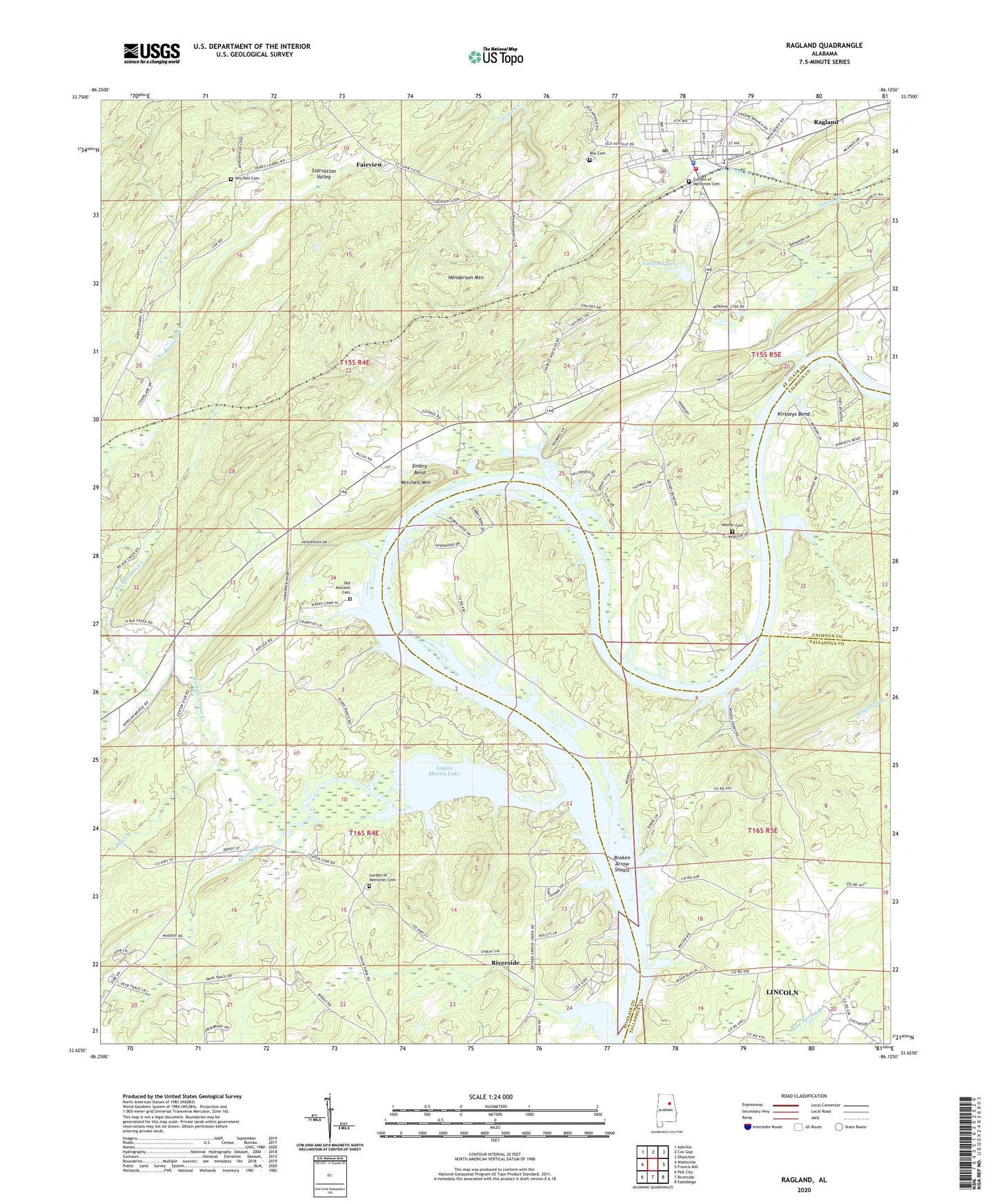 Ragland Alabama US Topo Map Image