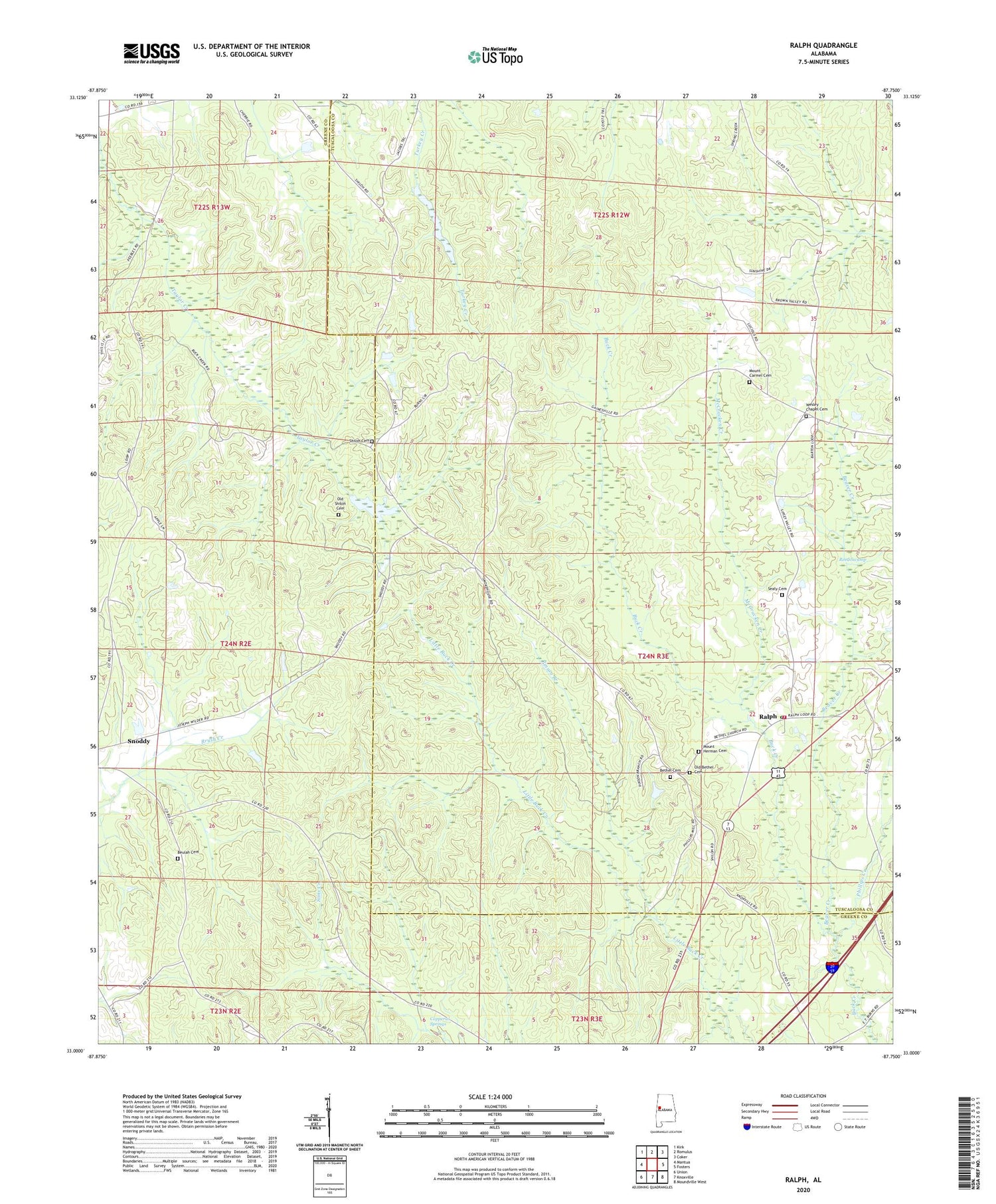 Ralph Alabama US Topo Map Image