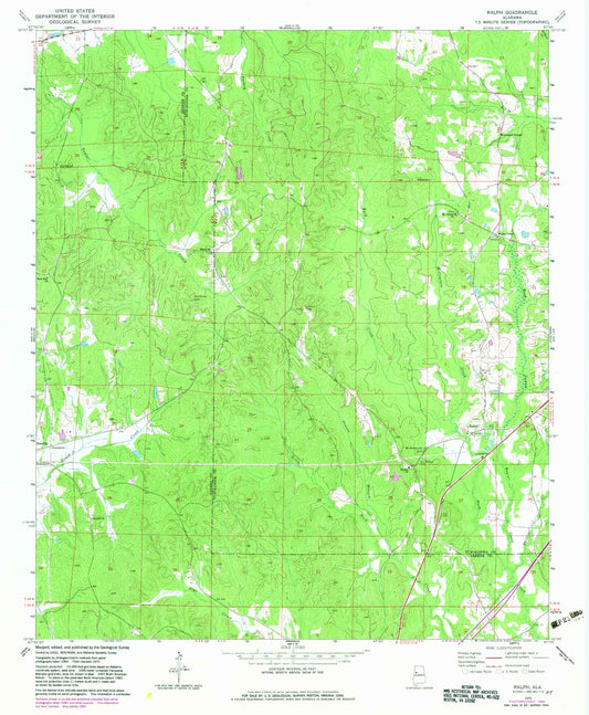 Classic USGS Ralph Alabama 7.5'x7.5' Topo Map Image