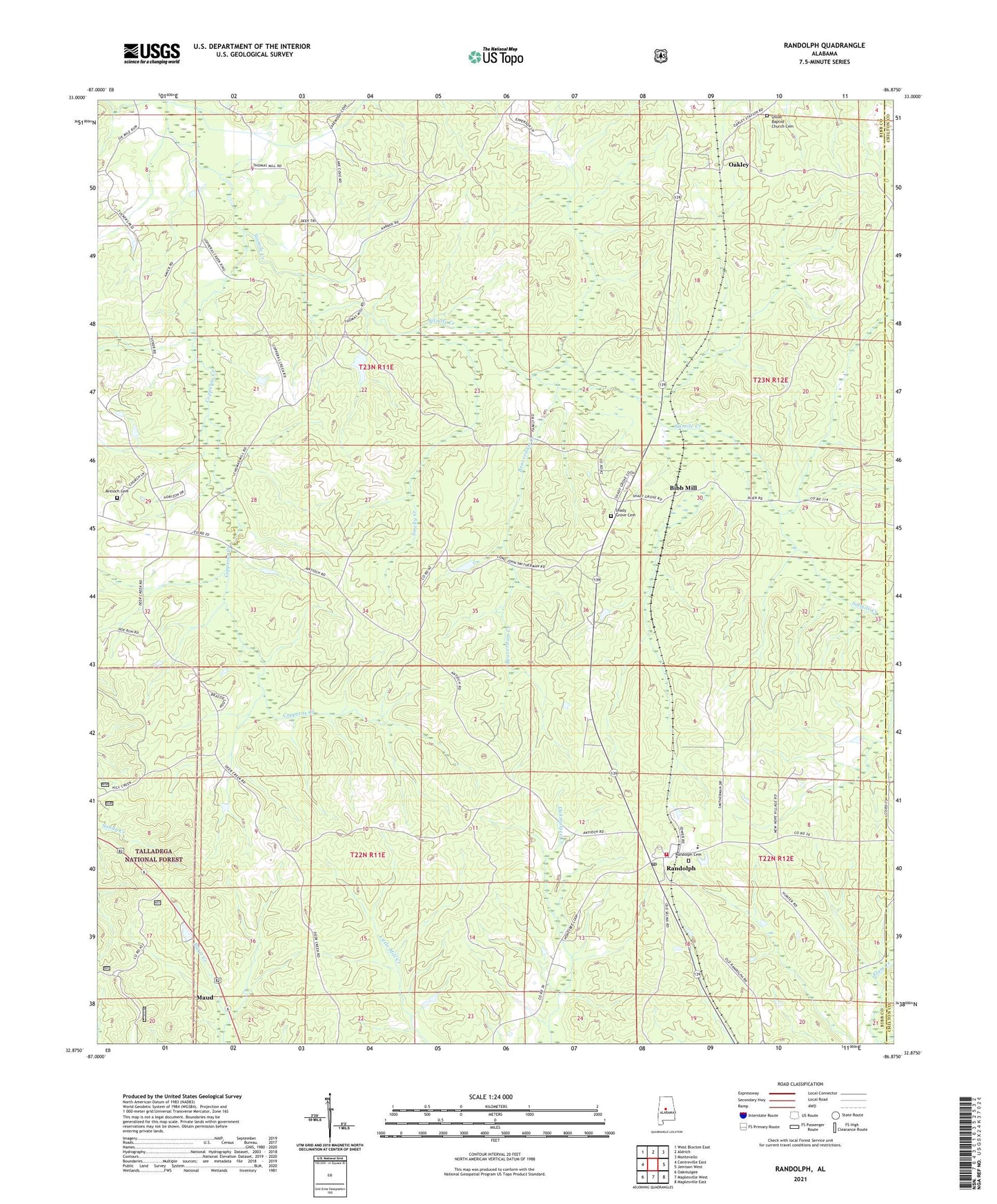 Randolph Alabama US Topo Map Image