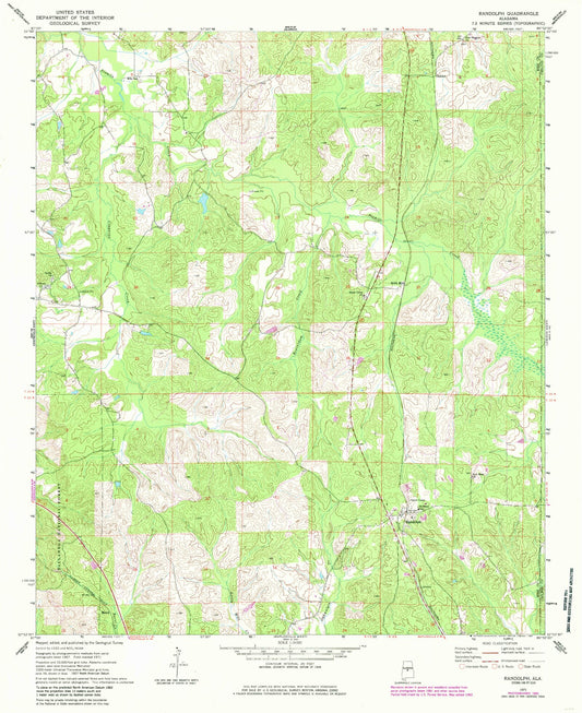 Classic USGS Randolph Alabama 7.5'x7.5' Topo Map Image