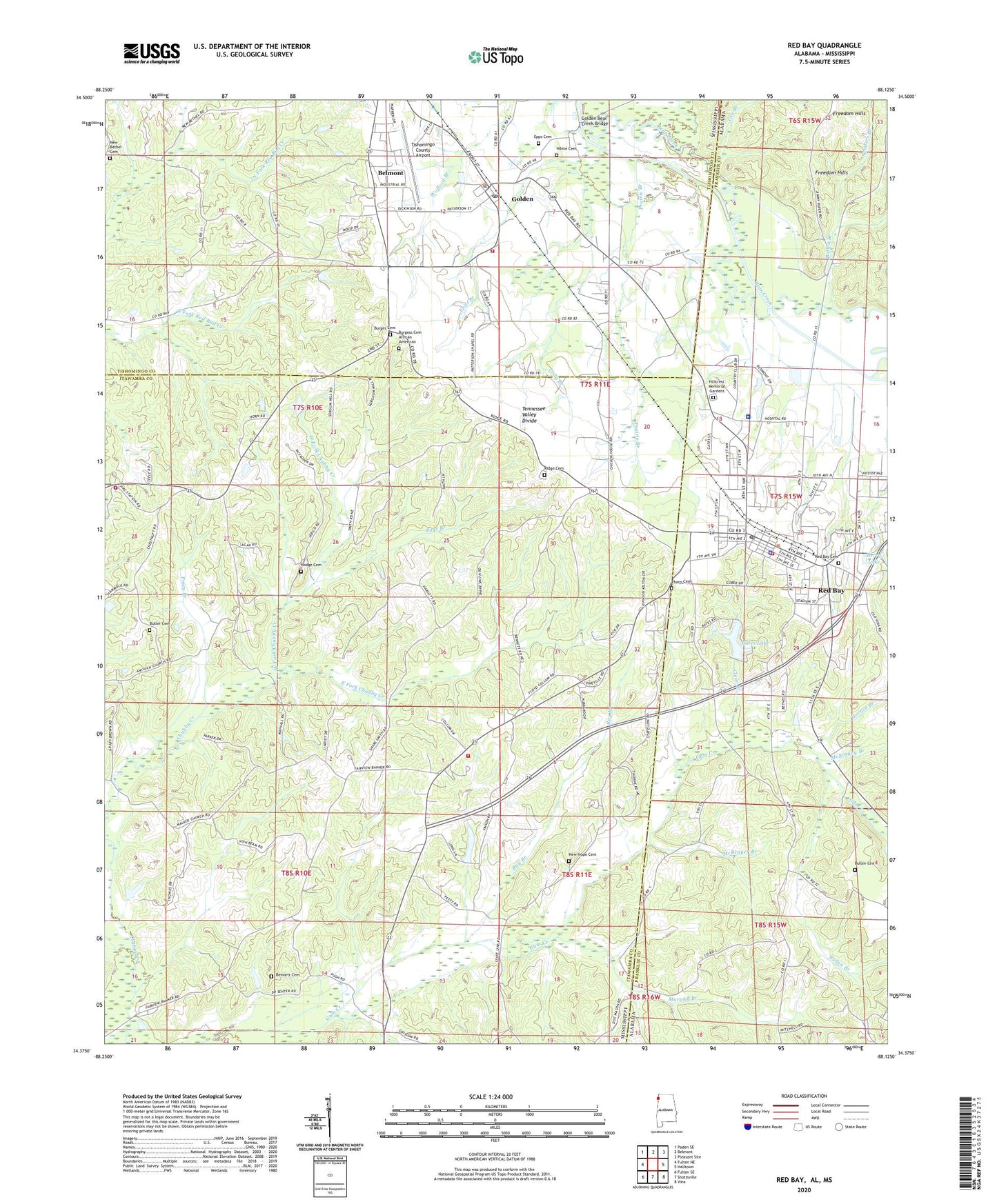Red Bay Alabama US Topo Map Image