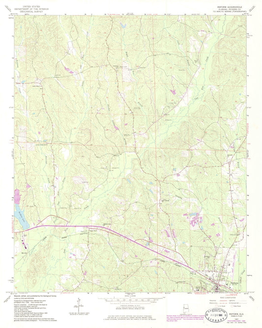 Classic USGS Reform Alabama 7.5'x7.5' Topo Map Image