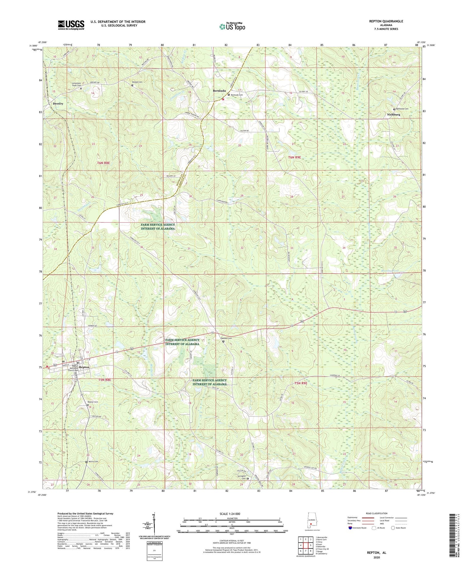 Repton Alabama US Topo Map Image