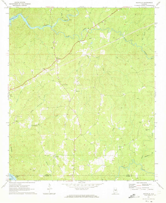 Classic USGS Richville Alabama 7.5'x7.5' Topo Map Image