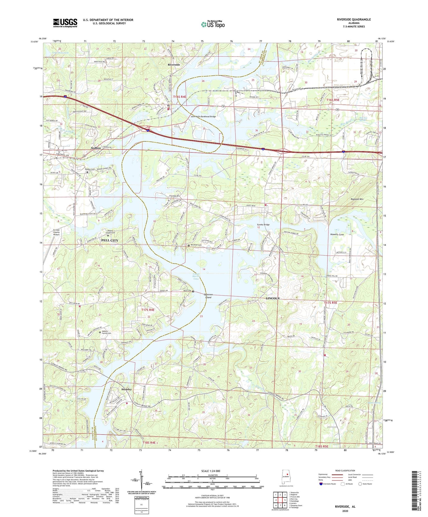 Riverside Alabama US Topo Map Image