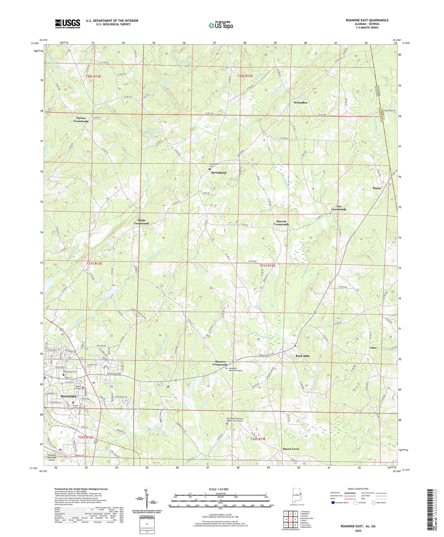 Roanoke East Alabama US Topo Map Image